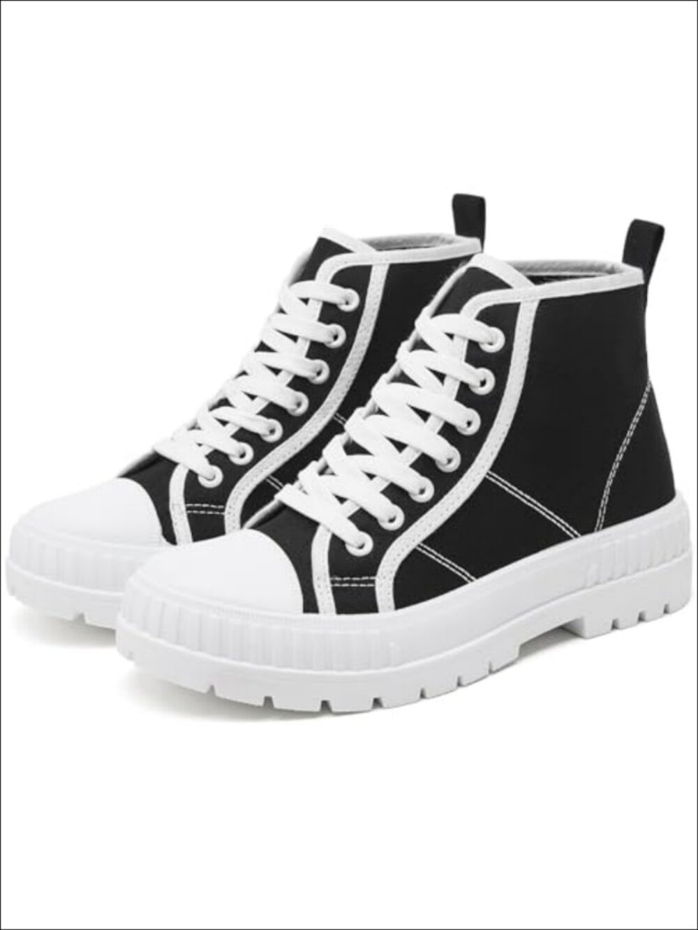 Platform High Top Sneakers Breathable Canvas Lace-Up Casual Tennis Shoes